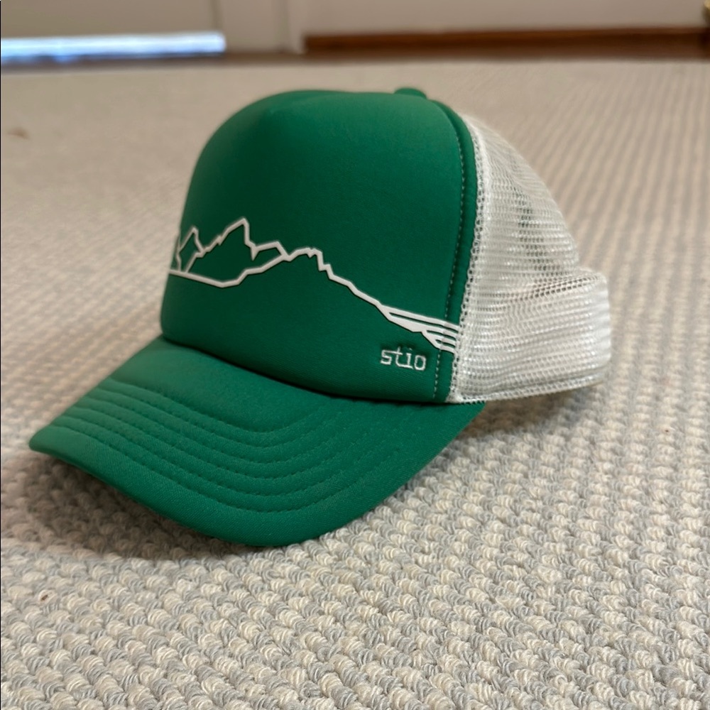 Stio Green and White Mesh Trucker Hat